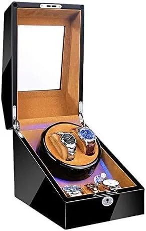 Mechanical Watch Shaker Automatic Watch Winder 2 3 Built-in LED Illumination Piano Paint Exterior Dual Power 4 Rotation Modes Quiet Motor (Color : WHI