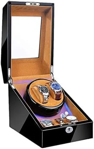 Mechanical Watch Shaker Automatic Watch Winder 2 3 Built-in LED Illumination Piano Paint Exterior Dual Power 4 Rotation Modes Quiet Motor (Color : WHI