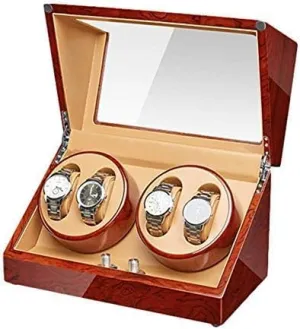 Mechanical Watch Shaker Automatic Watch Winder Box 4 Quiet Motor Wood Shell Piano Paint Exterior Flexible Watch Pillows for Man Women Watches (Color :