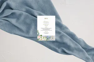Mediterranean Wedding Menu Template, Greek Accent Wedding Dinner Menu, Blue Tiles Wedding Menu, Gold Foil, Printable Wedding - JUDY