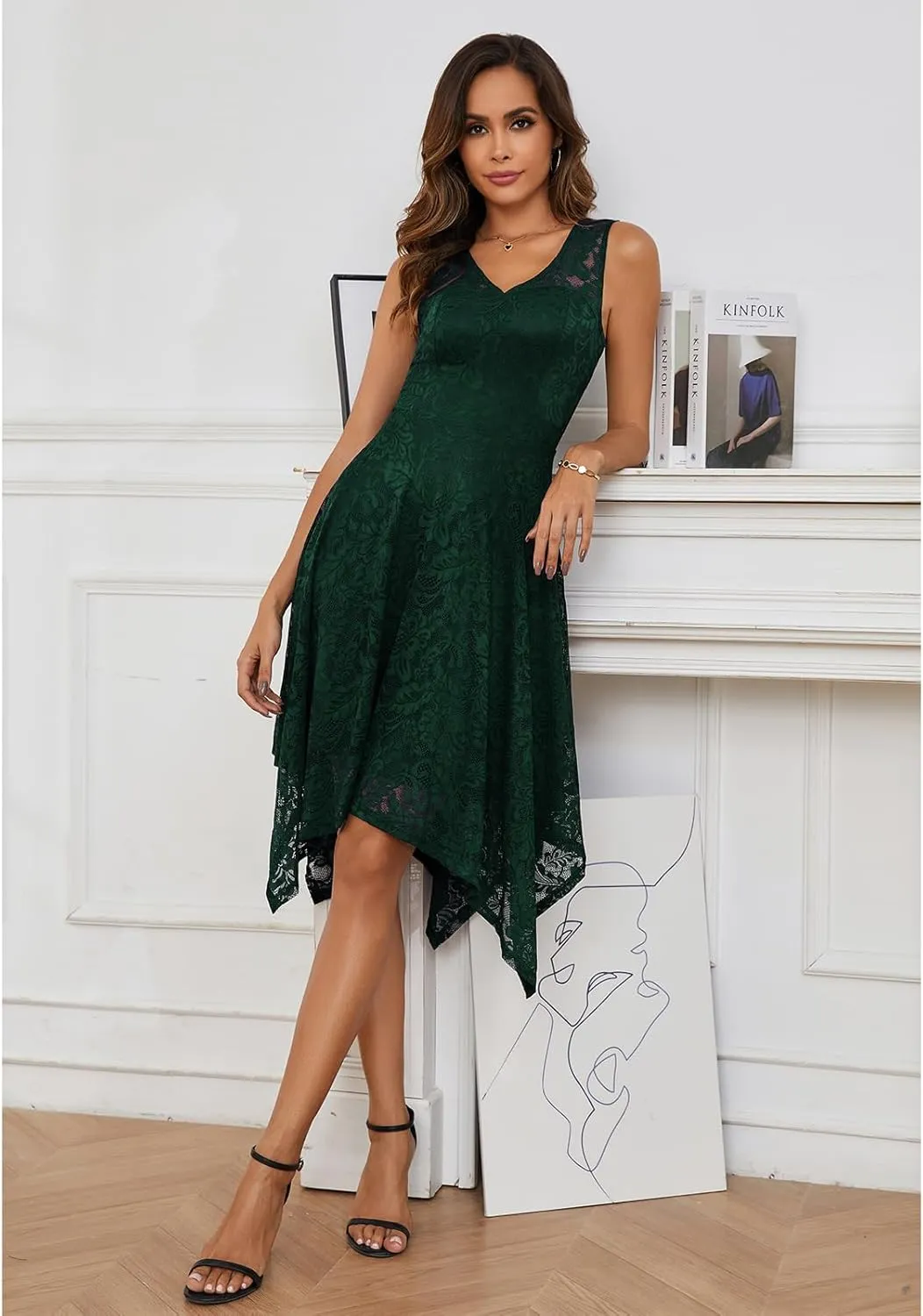 Meetjen Women's Cocktail Party Dresses 2025 Handkerchief Hem Lace Formal Wedding Guest Bridesmaid Fancy Prom Dress