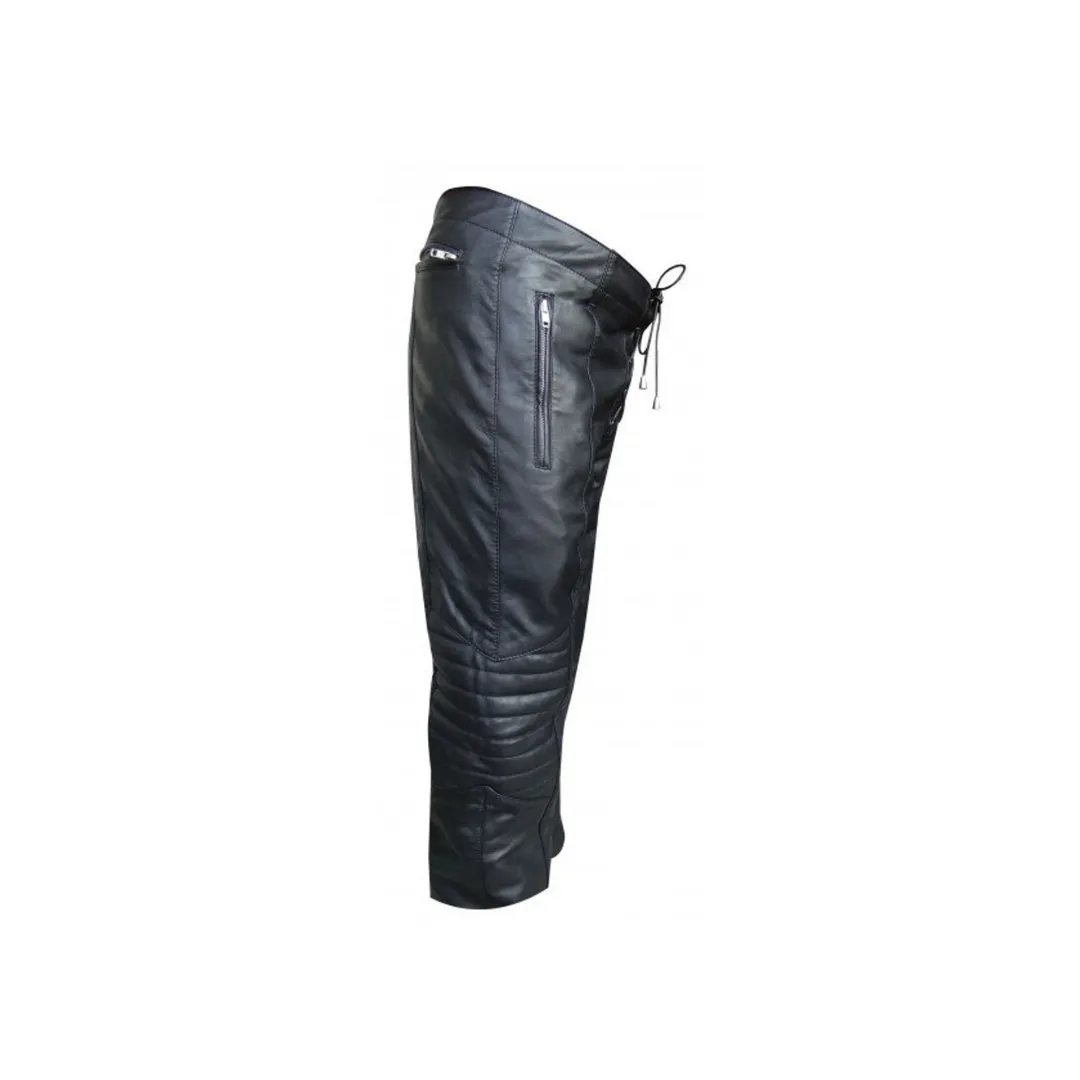 Men Black Leather Trouser laced