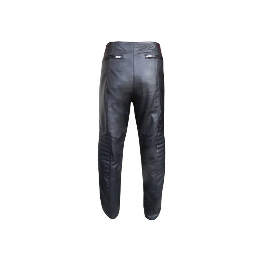 Men Black Leather Trouser laced