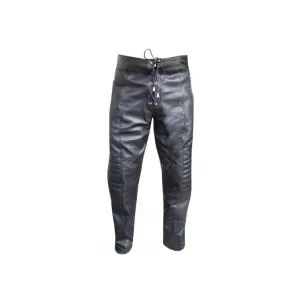 Men Black Leather Trouser laced