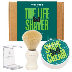 Men Rock The Life Shaver Essential Shaving Kit - Sicilian Lime - Beard Care Kit for Men - Shaving Cream, Synthetic Brush - Mens Face Care - 3 Pc