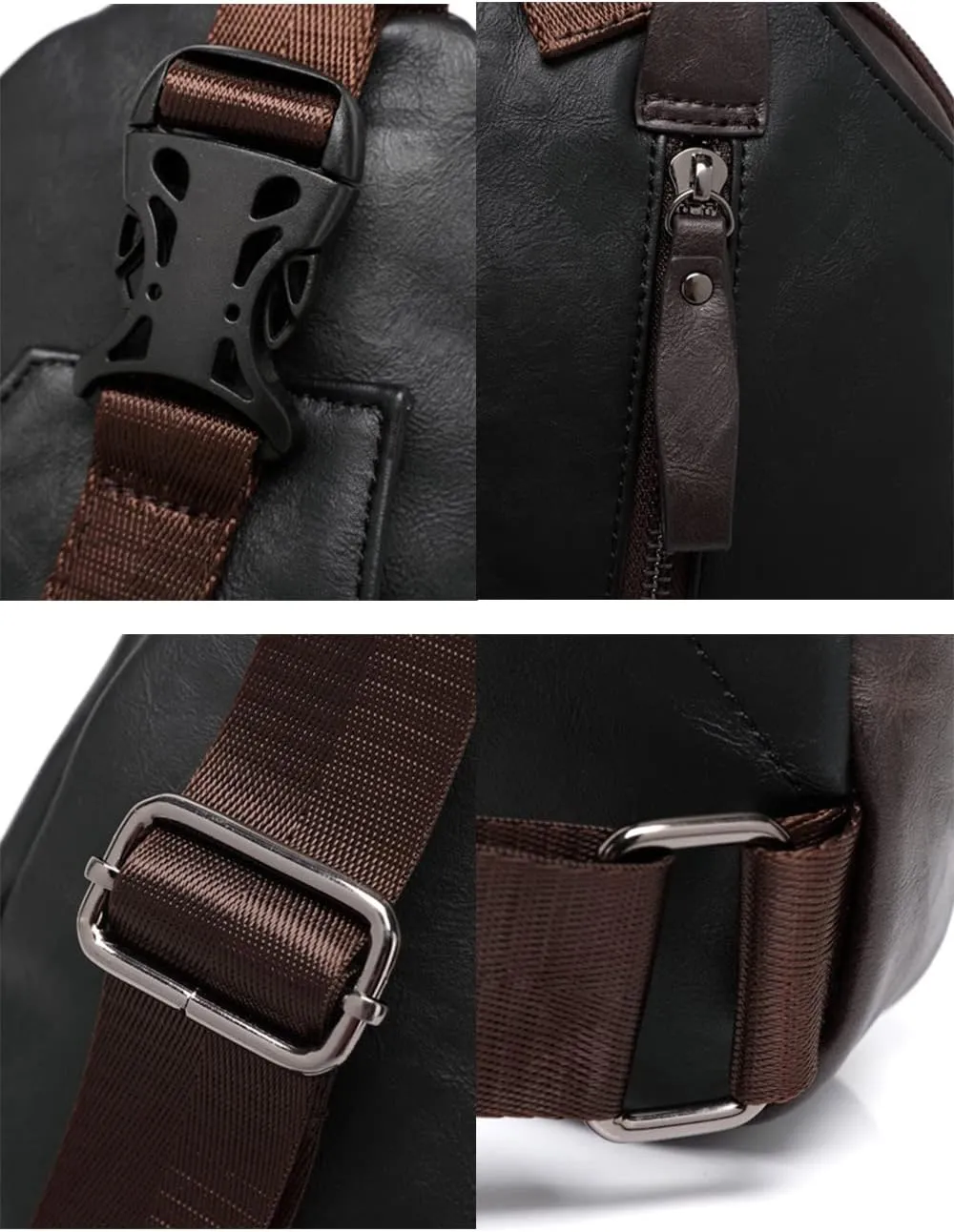 Men Travel Hiking Leather Chest Bags Outdoors Crossbody Daypack Sling Bag-Blue c