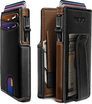 Men Wallet,with Money Clip Coins Pocket ID Window,Slim Front Pocket RFID Blocking Pop-up Card Holder 3.9"x 2.7", Gift Boxed
