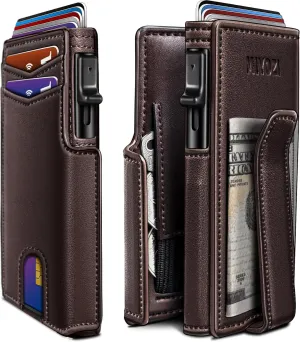Men Wallet,with Money Clip Coins Pocket ID Window,Slim Front Pocket RFID Blocking Pop-up Card Holder 3.9"x 2.7", Gift Boxed
