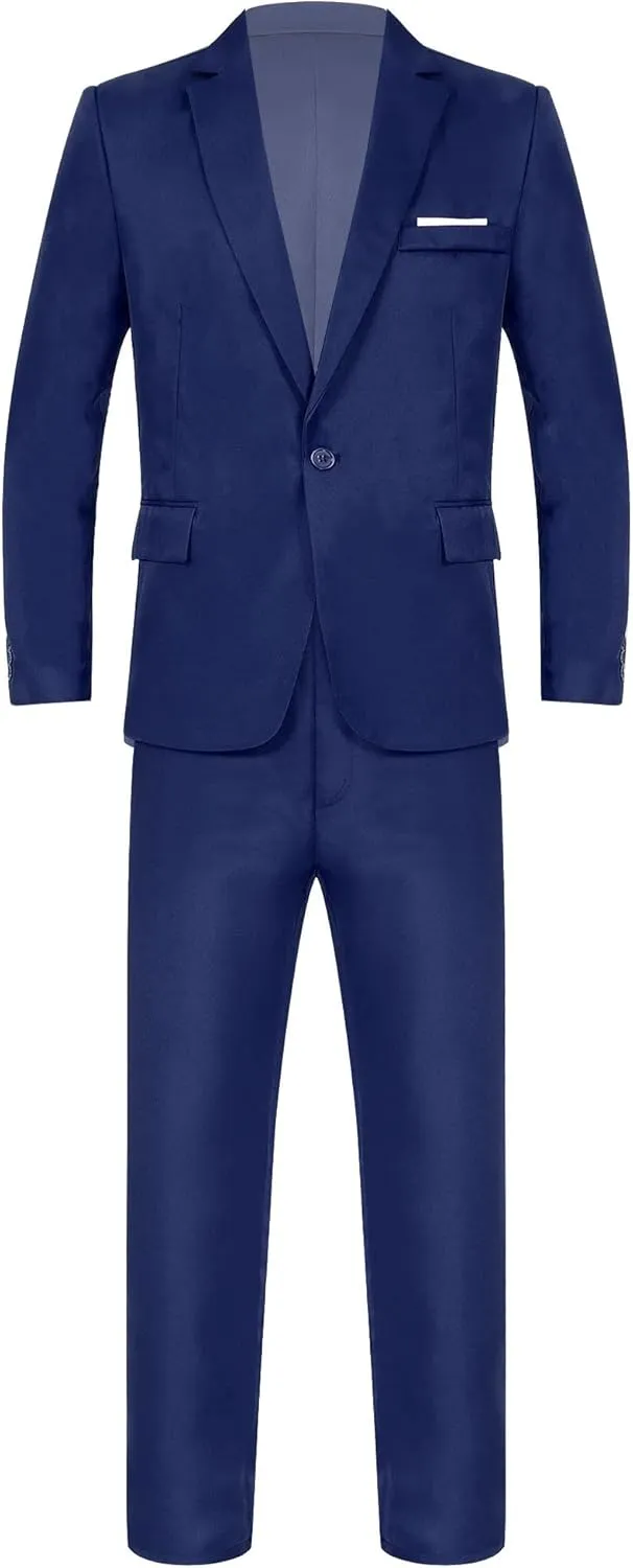 Men's 2 Piece Suit Slim Fit Solid Formal Dress Suits Tuxedo Wedding Blazer Pants for Business Dinner Party