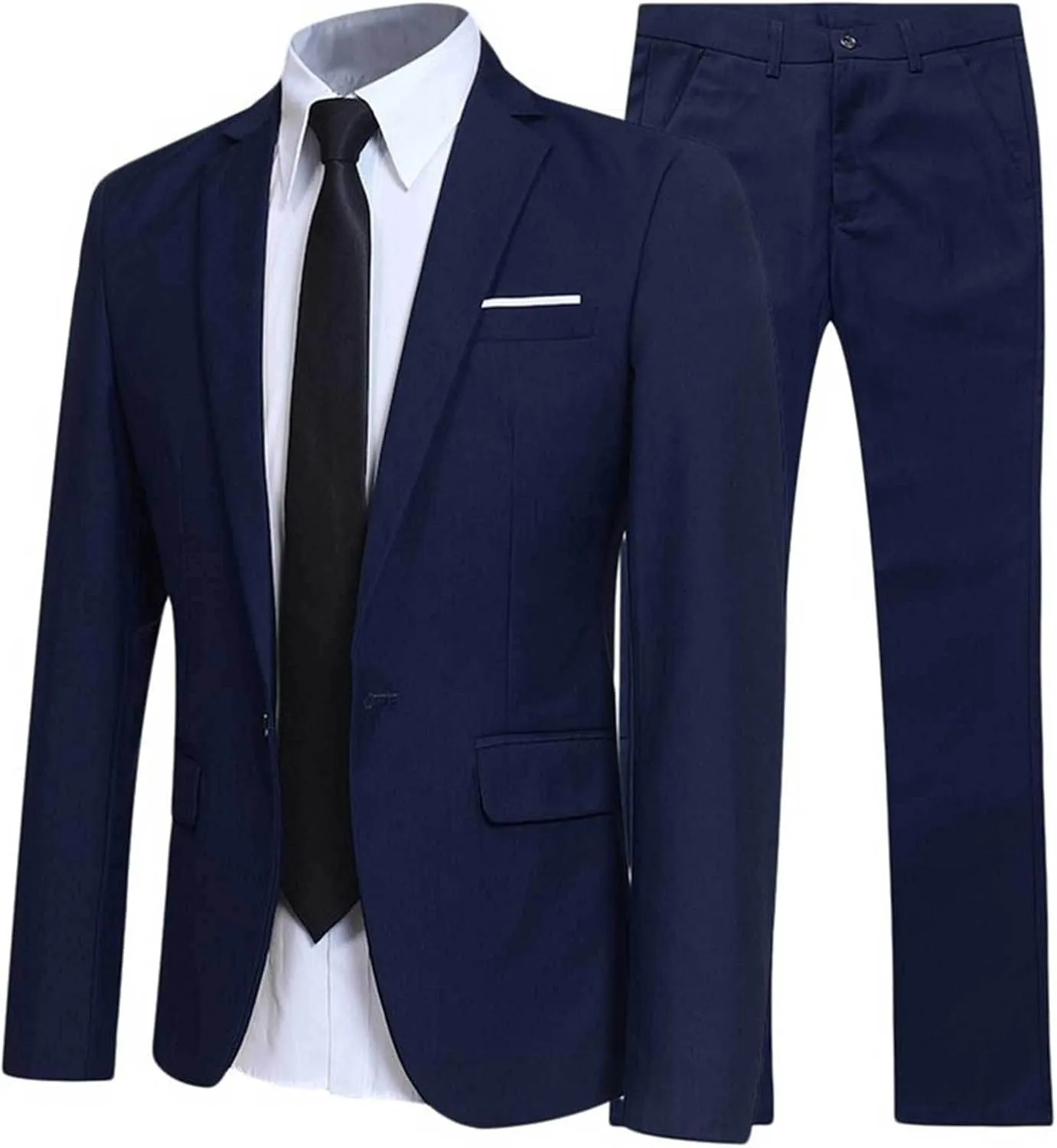 Men's 2 Piece Suit Slim Fit Solid Formal Dress Suits Tuxedo Wedding Blazer Pants for Business Dinner Party