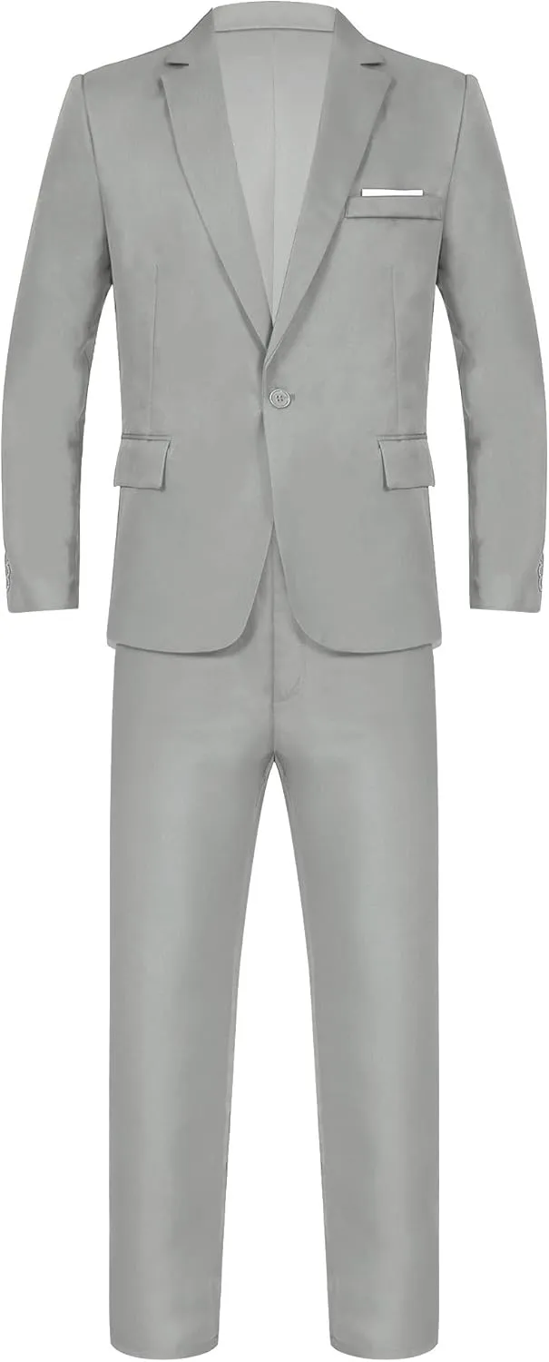Men's 2 Piece Suit Slim Fit Solid Formal Dress Suits Tuxedo Wedding Blazer Pants for Business Dinner Party