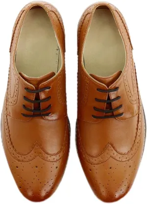 Mens Boys Lace Up Dress Shoes Brogue Father Son Formal Footwear