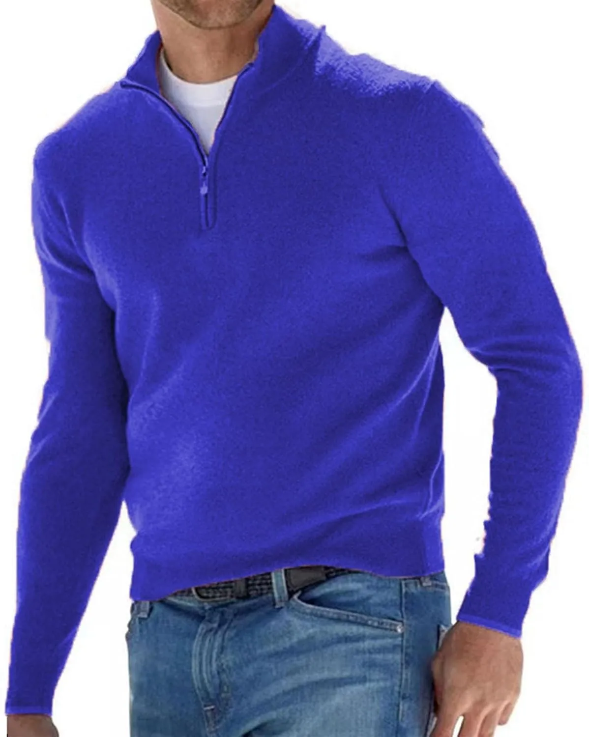 Men's Casual Sports Shirts 1/4 Zip Long Sleeve Fleece Lined Running Pullover Tops Stand Collar Workout Sweatshirt