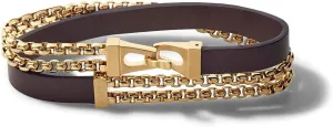 Men's Classic Double Wrap Leather and Box Chain Bracelet