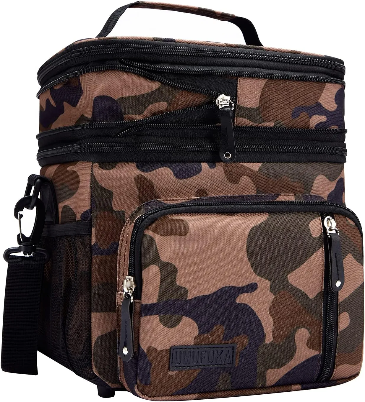 Men's Double/Women's Compartment Lunch bag, Insulated Lunch Cooler Tote 2 Roomy Large Reusable Water-resistant Lunch box (Camouflage)