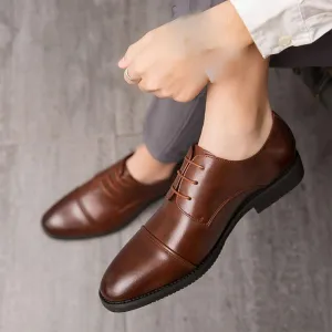 Mens Dress Formal Shoes Classic Lace Up Uniform Pointed Toe Luxury Leather Non Slip Party