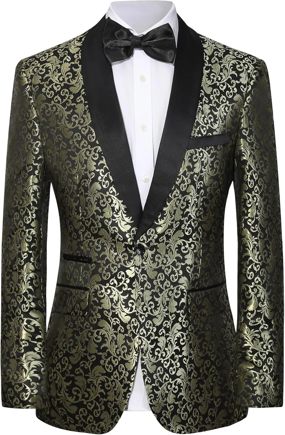 Men's Floral Dinner Party Prom Wedding Stylish Tuxedo Suits for Men One Button Dinner Jacket Pants Set