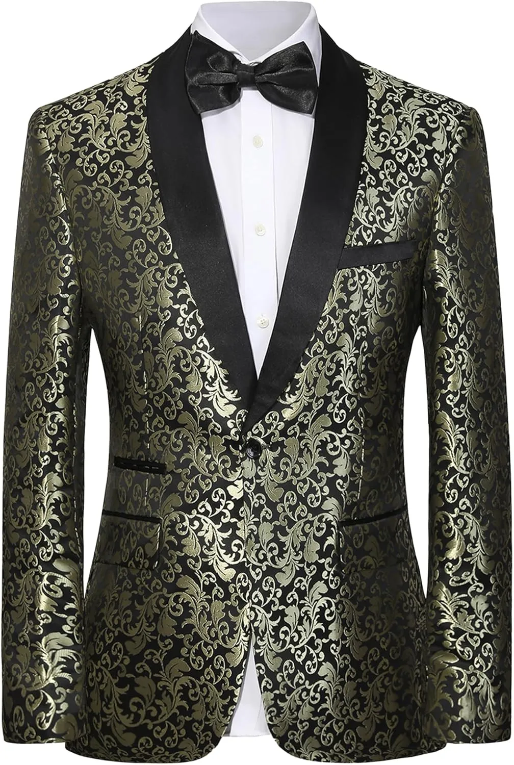 Men's Floral Dinner Party Prom Wedding Stylish Tuxedo Suits for Men One Button Dinner Jacket Pants Set