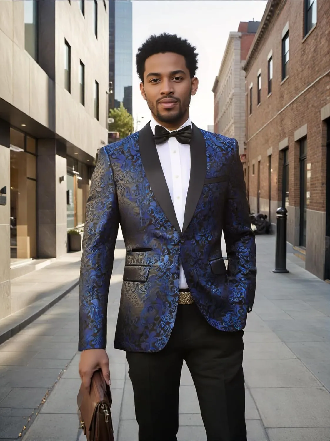 Men's Floral Dinner Party Prom Wedding Stylish Tuxedo Suits for Men One Button Dinner Jacket Pants Set