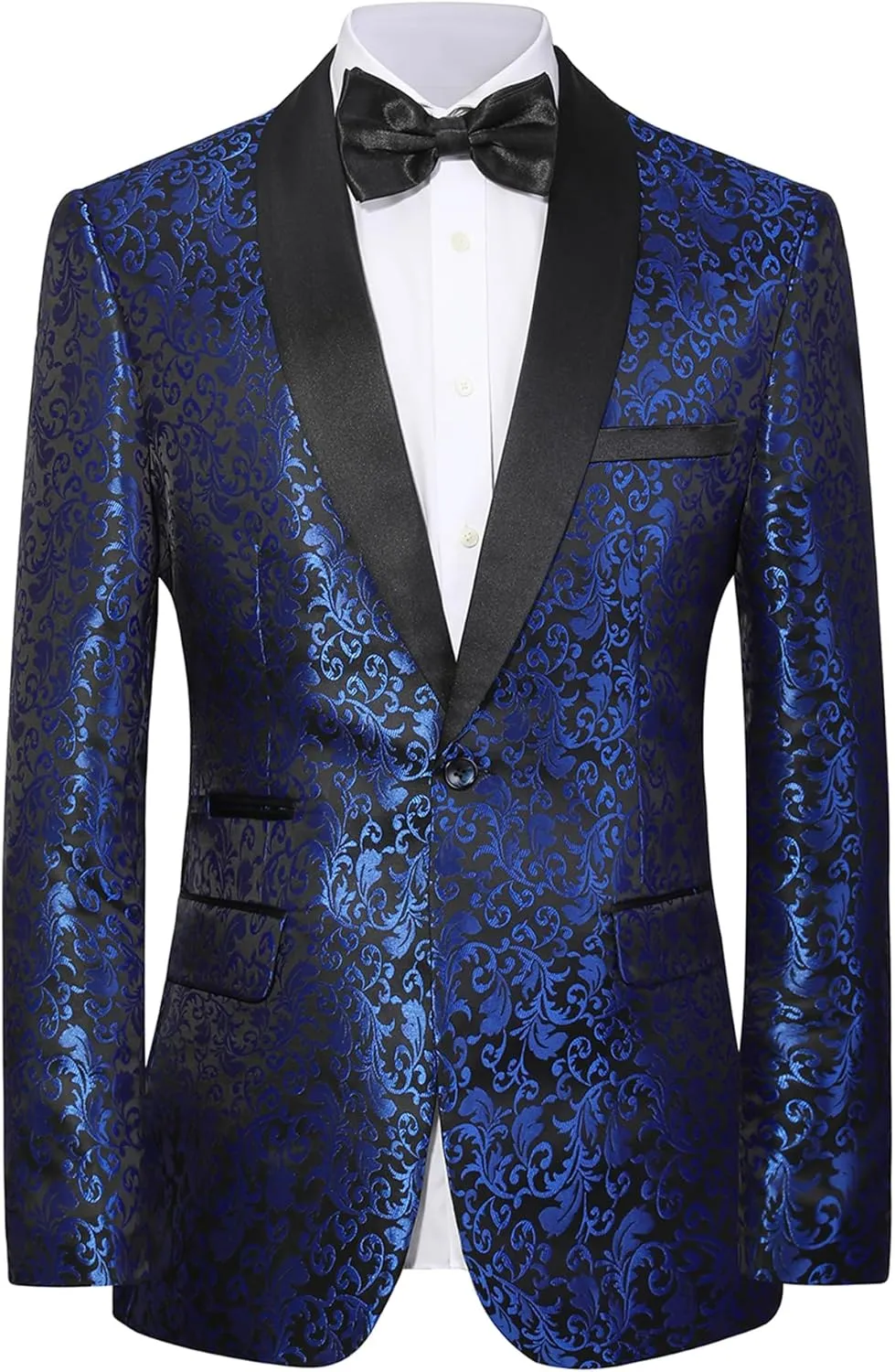 Men's Floral Dinner Party Prom Wedding Stylish Tuxedo Suits for Men One Button Dinner Jacket Pants Set