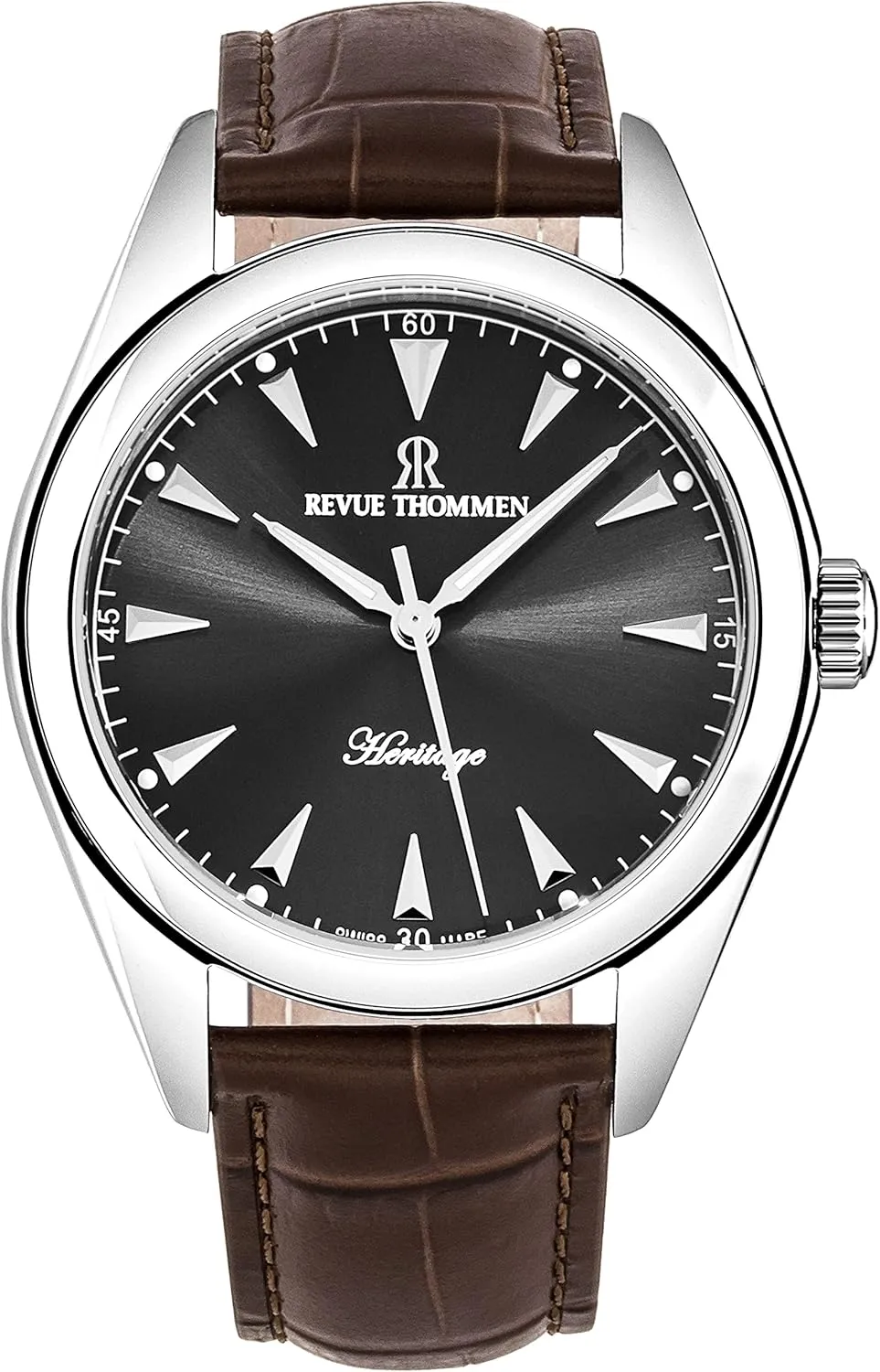 Men's 'Heritage' Grey Dial Brown Leather Strap Automatic Watch 21010.2521