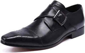 Men's Monk Shoes,Banquet Wedding Dress Shoes Buckle Business Leather Shoes Cowhide Footwear,Black- 45/UK 10.5/US 11