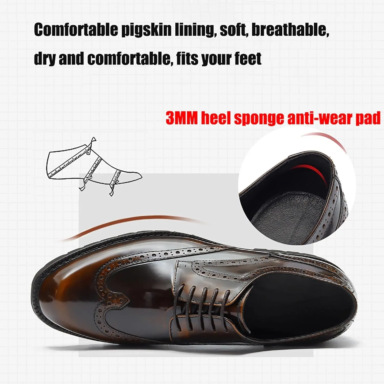 Men's Patent Leather Formal Dress Shoes for Business and Events Pointed Toe Low Heel Rubber Sole Professional Office Wear