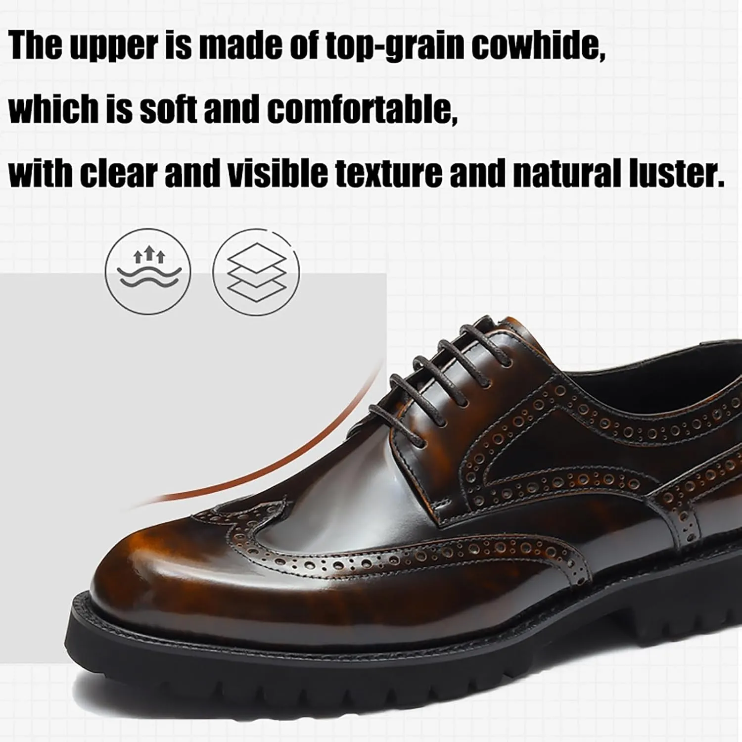 Men's Patent Leather Formal Dress Shoes for Business and Events Pointed Toe Low Heel Rubber Sole Professional Office Wear