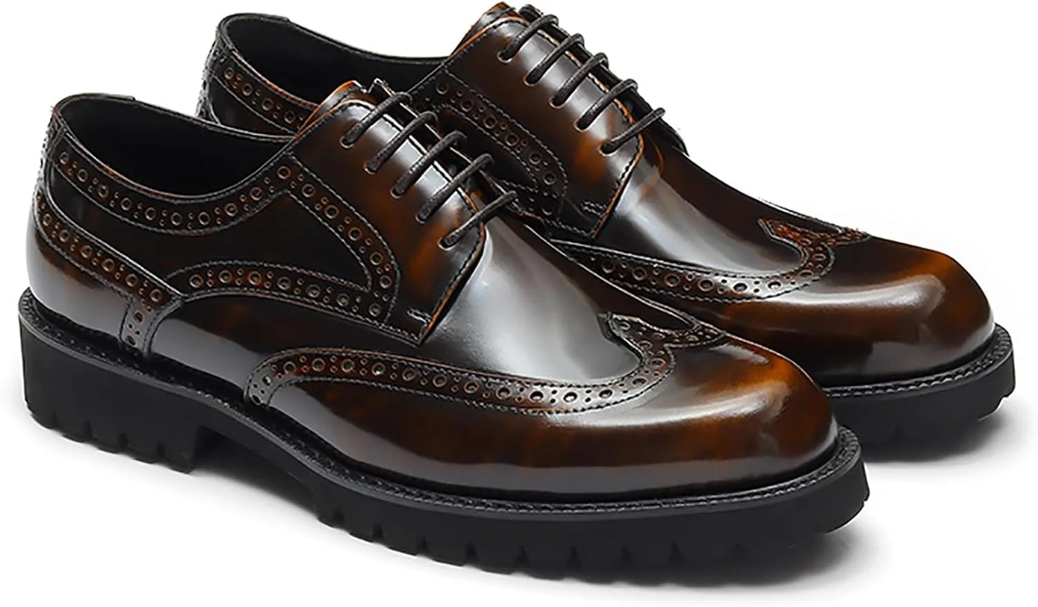 Men's Patent Leather Formal Dress Shoes for Business and Events Pointed Toe Low Heel Rubber Sole Professional Office Wear