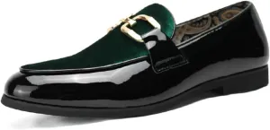 Men's Patent Leather Lace Up Block Heel Oxford Shoes Fashion Round Toe Lace Up Low Top Brogue Dress Shoes Business Meeting Office Work Shoes