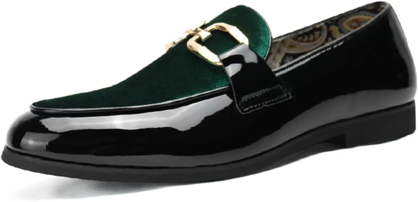 Men's Patent Leather Lace Up Block Heel Oxford Shoes Fashion Round Toe Lace Up Low Top Brogue Dress Shoes Business Meeting Office Work Shoes