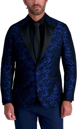 Men's Slim Fit Floral Pattern Peak Lapel Tuxedo Dinner Jacket