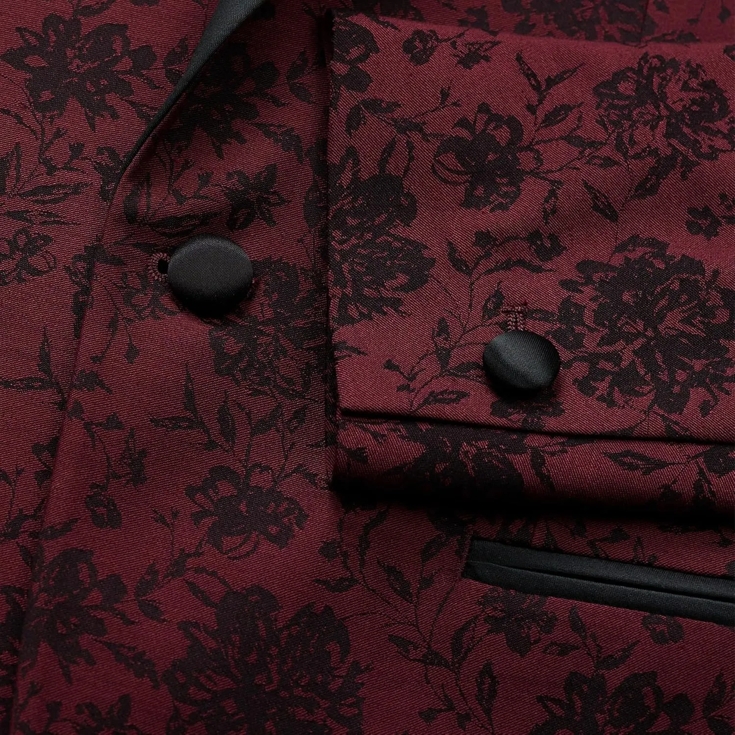 Men's Slim Fit Floral Pattern Peak Lapel Tuxedo Dinner Jacket