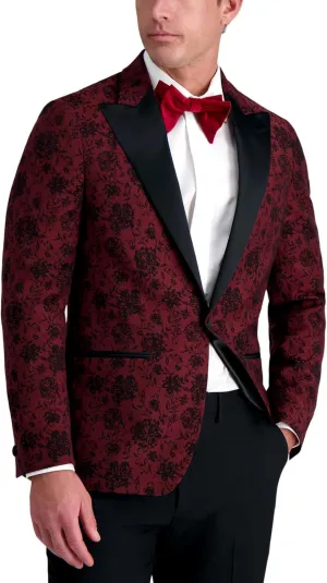 Men's Slim Fit Floral Pattern Peak Lapel Tuxedo Dinner Jacket