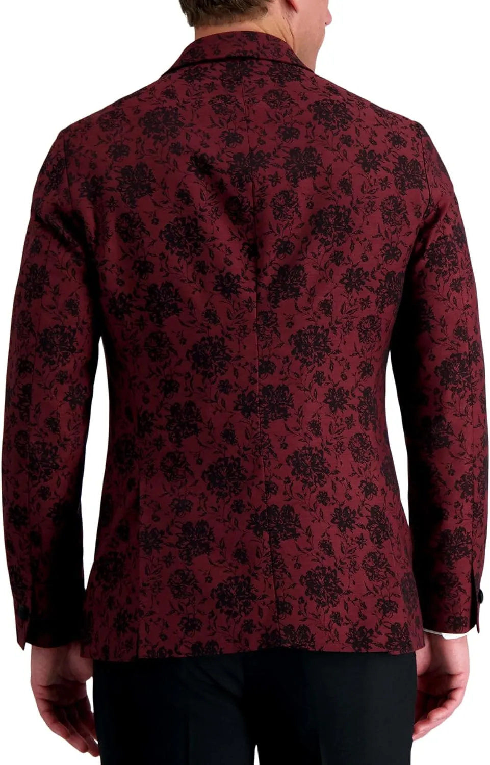 Men's Slim Fit Floral Pattern Peak Lapel Tuxedo Dinner Jacket