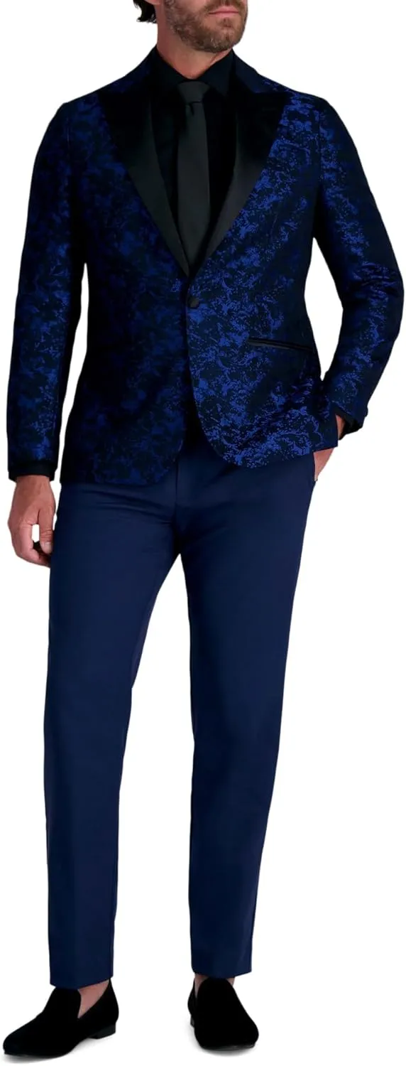 Men's Slim Fit Floral Pattern Peak Lapel Tuxedo Dinner Jacket