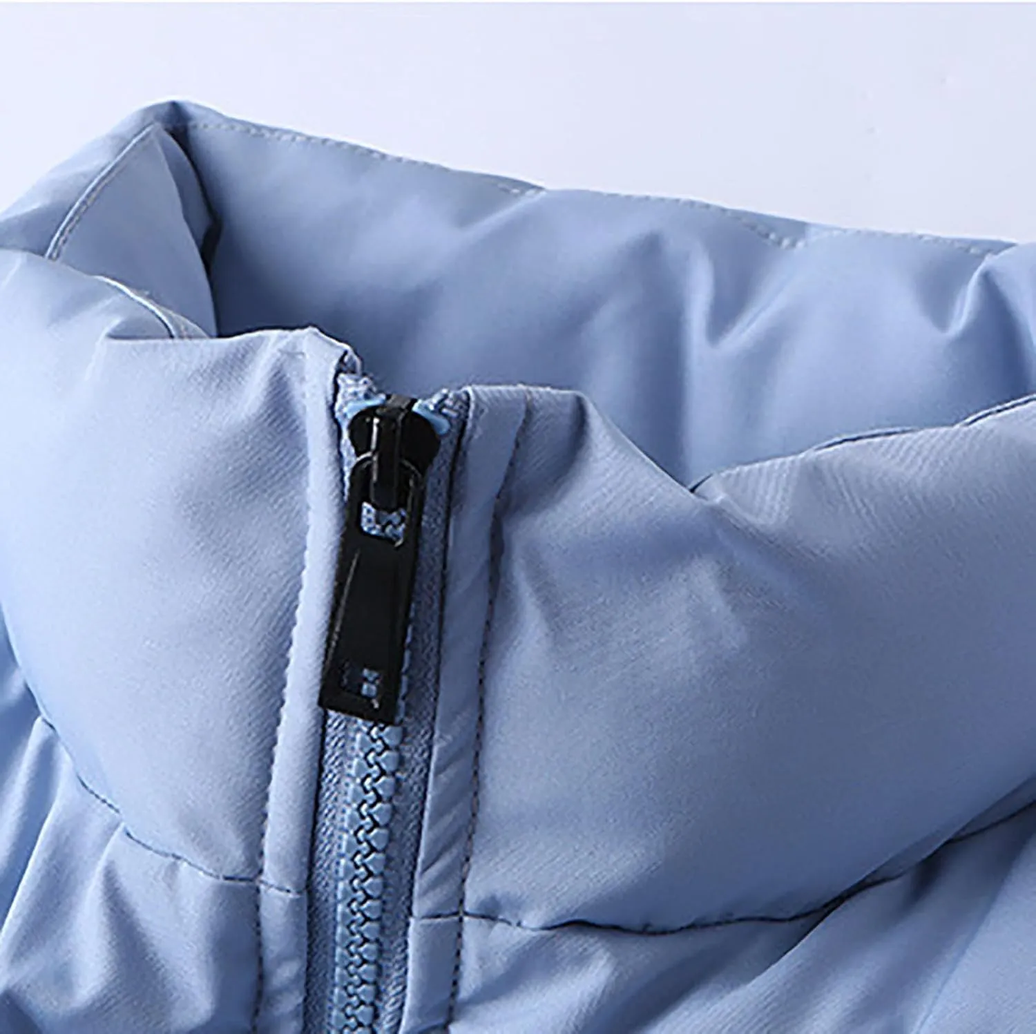 Men's Stand Collar Puffer Jacket Thickened Winter Warm Casual Loose Solid Color Down Jackets Zip Up Ski Bubble Coat