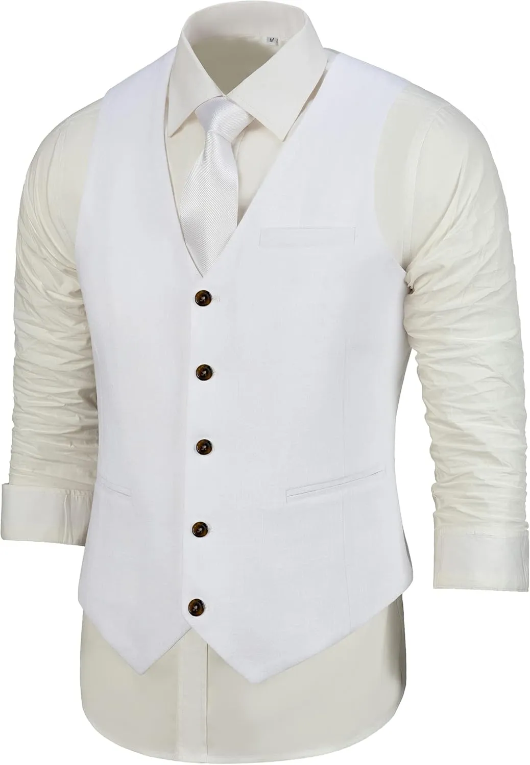 Mens Suit Set Linen Beach Wedding Two Pieces Formal Elegant Summer Prom Dinner Vests Pants for Men