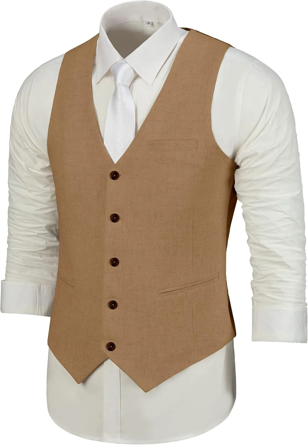 Mens Suit Set Linen Beach Wedding Two Pieces Formal Elegant Summer Prom Dinner Vests Pants for Men
