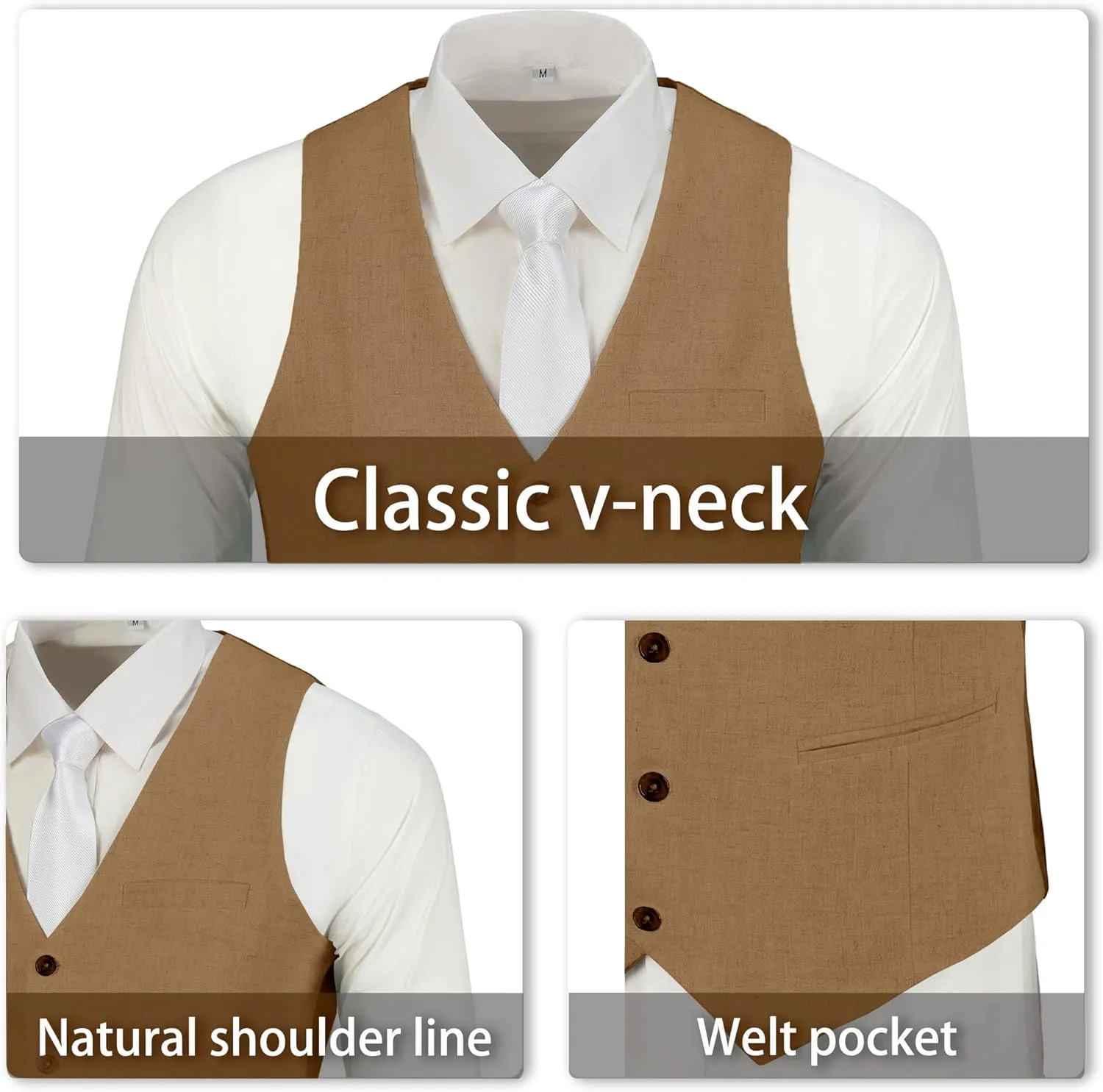 Mens Suit Set Linen Beach Wedding Two Pieces Formal Elegant Summer Prom Dinner Vests Pants for Men