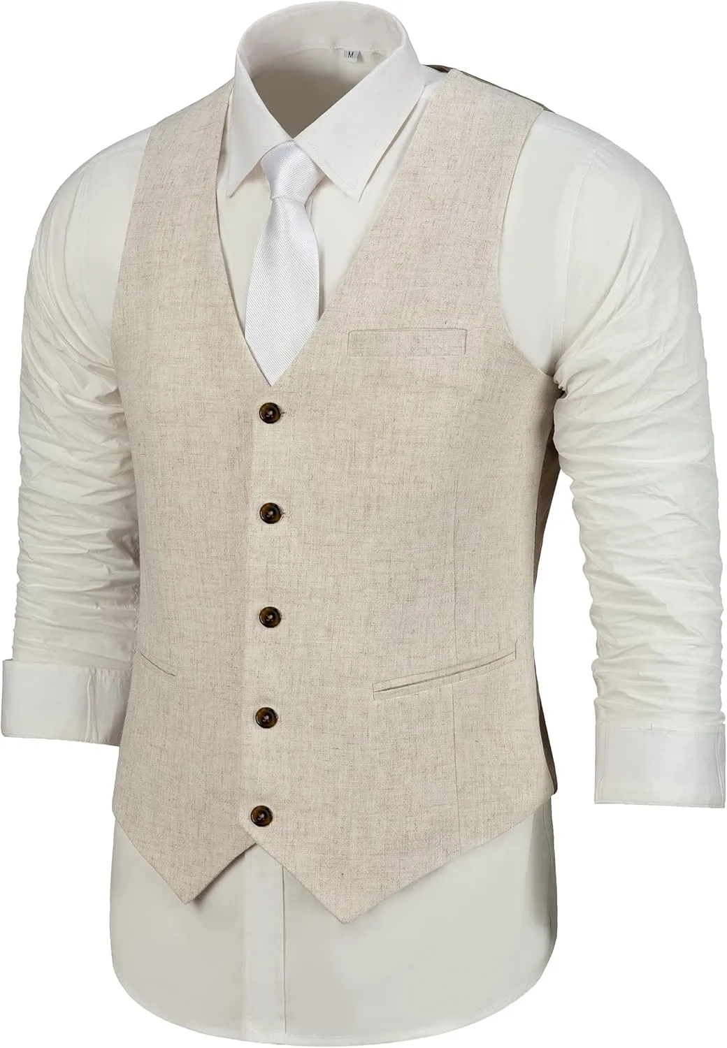 Mens Suit Set Linen Beach Wedding Two Pieces Formal Elegant Summer Prom Dinner Vests Pants for Men