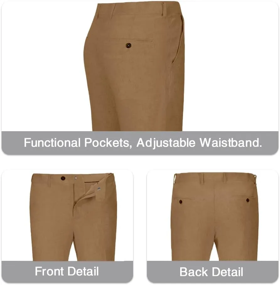 Mens Suit Set Linen Beach Wedding Two Pieces Formal Elegant Summer Prom Dinner Vests Pants for Men