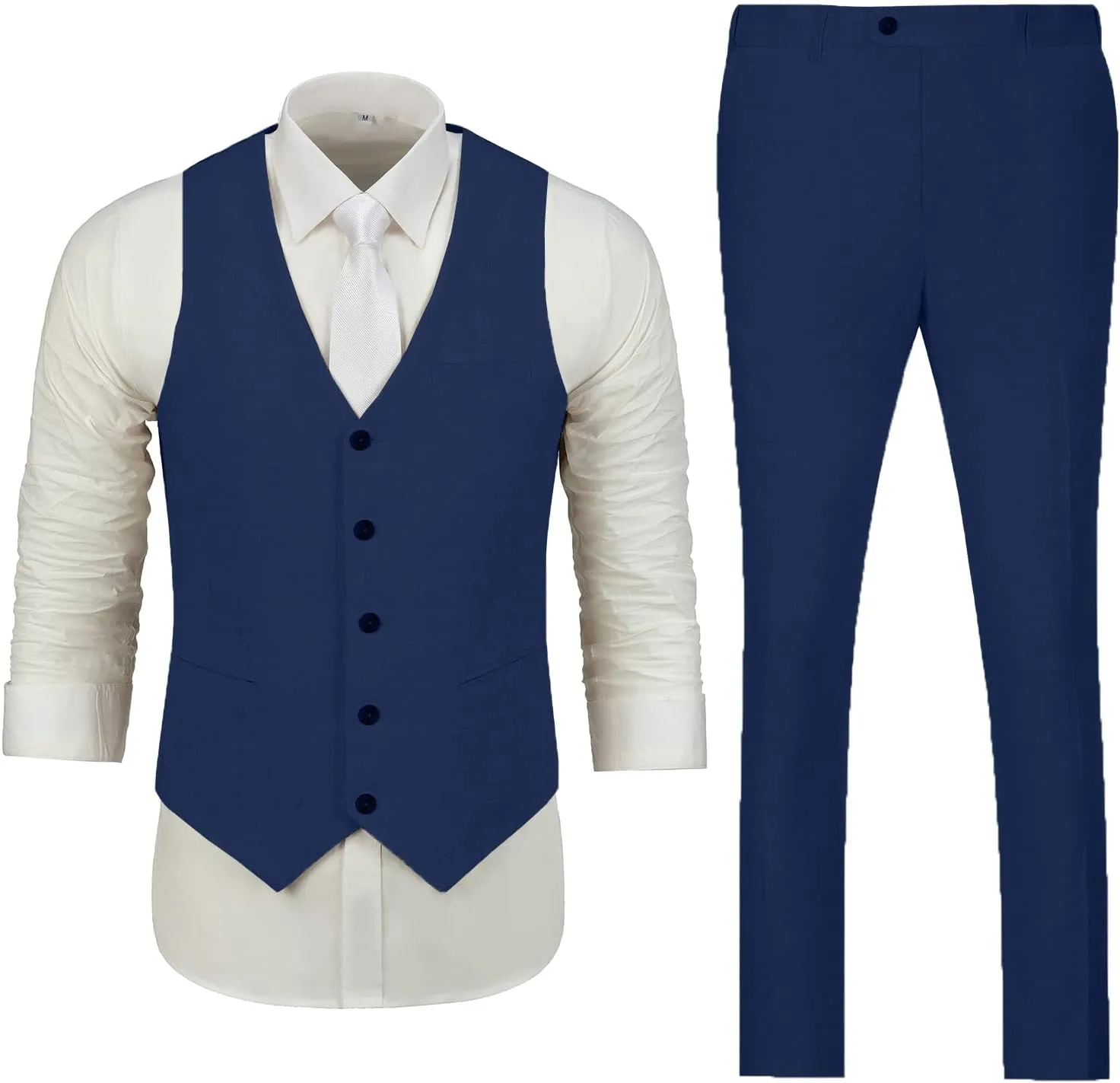 Mens Suit Set Linen Beach Wedding Two Pieces Formal Elegant Summer Prom Dinner Vests Pants for Men