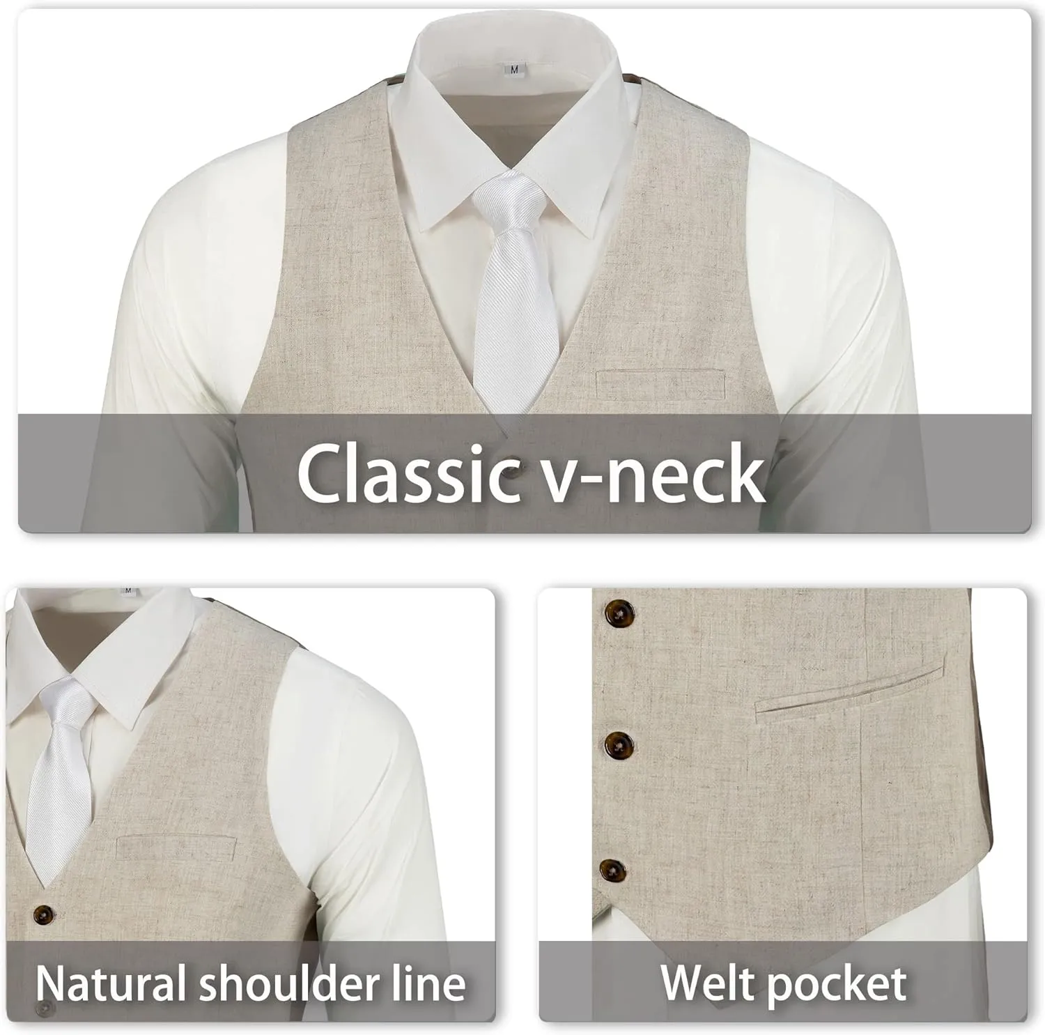Mens Suit Set Linen Beach Wedding Two Pieces Formal Elegant Summer Prom Dinner Vests Pants for Men