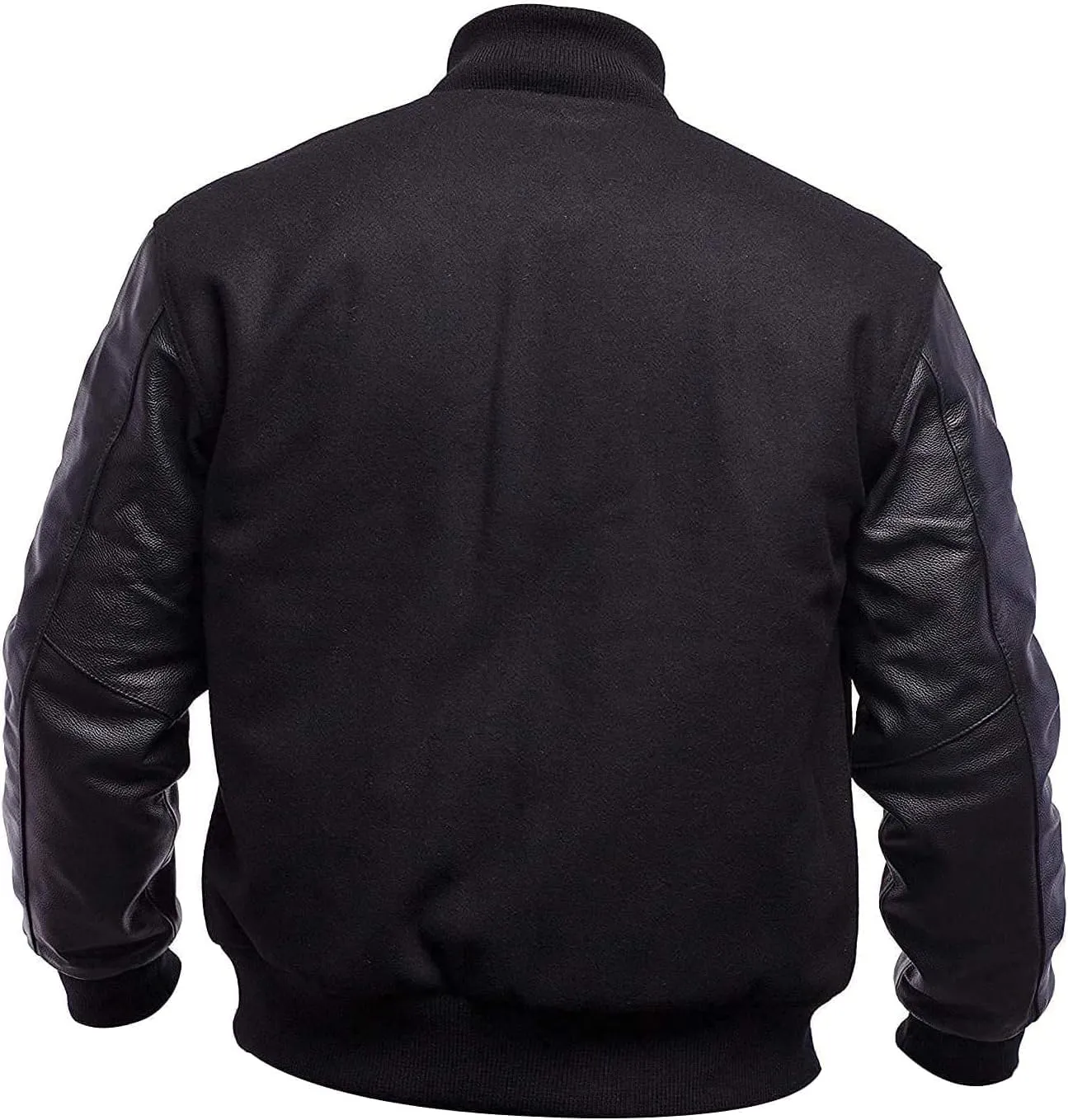 Men's Varsity Jacket Genuine Leather Sleeve Wool Blend Letterman Jacket - High School Baseball Bomber Jackets