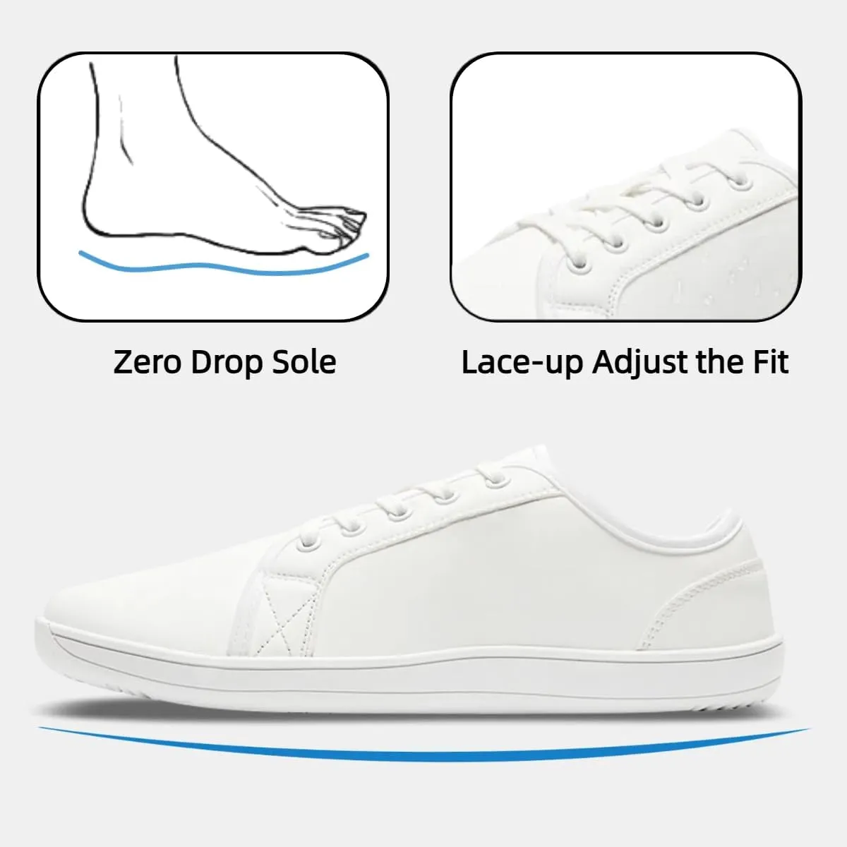Mens Womens Minimalist Barefoot Sneakers Leather Shoes Wide Toe Box Zero Drop Walking Shoes