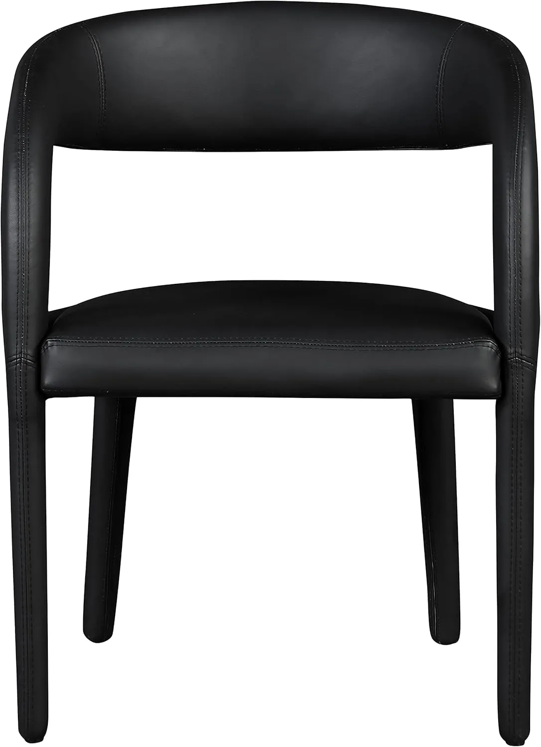 Meridian Furniture 987Black-C Sylvester Collection Modern | Contemporary Vegan Leather Upholstered Dining Chair with Rounded Back, 23.5" W x 22" D x 31" H, Black