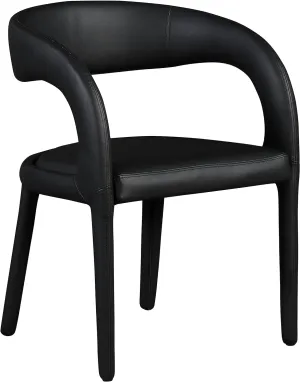 Meridian Furniture 987Black-C Sylvester Collection Modern | Contemporary Vegan Leather Upholstered Dining Chair with Rounded Back, 23.5" W x 22" D x 31" H, Black