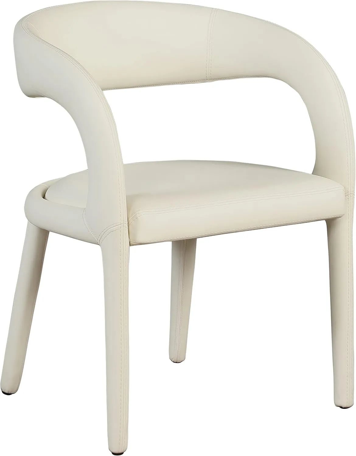 Meridian Furniture 987Cream-C Sylvester Collection Modern | Contemporary Vegan Leather Upholstered Dining Chair with Rounded Back, 23.5" W x 22" D x 31" H, Cream
