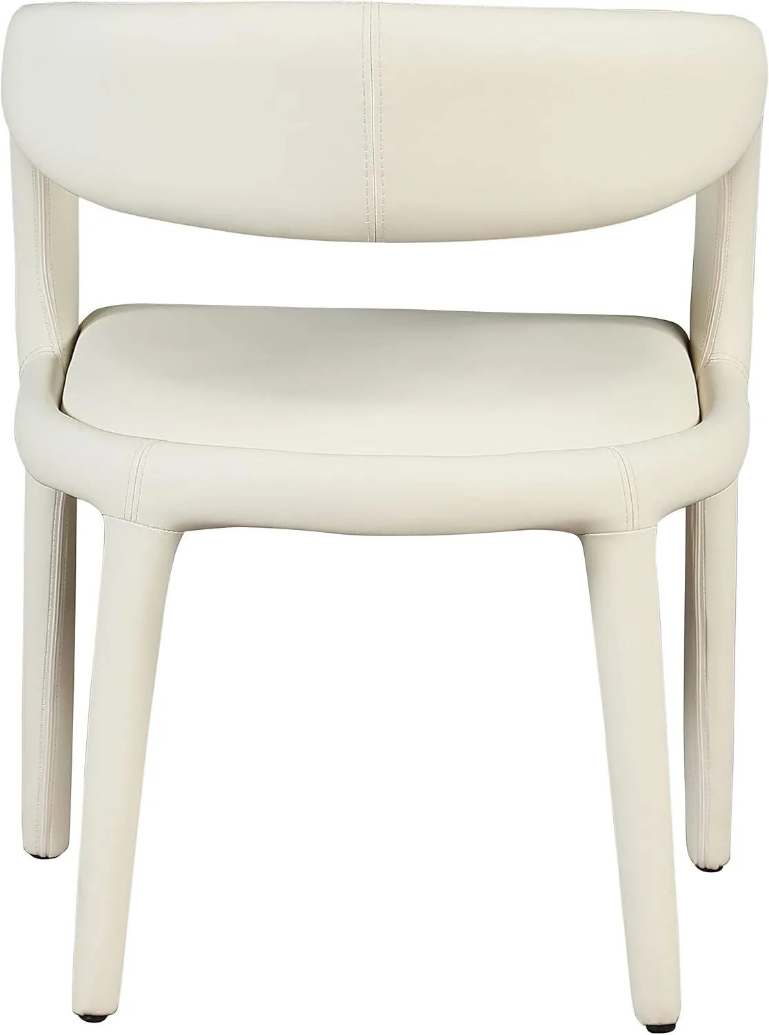 Meridian Furniture 987Cream-C Sylvester Collection Modern | Contemporary Vegan Leather Upholstered Dining Chair with Rounded Back, 23.5" W x 22" D x 31" H, Cream